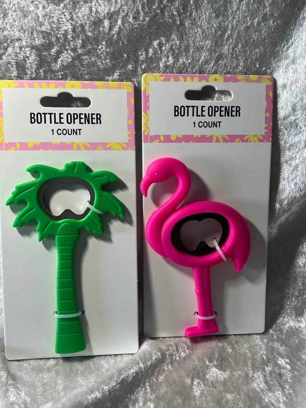 2-Fun Flamingo and Palm Tree Bottle Openers - Pink & Green